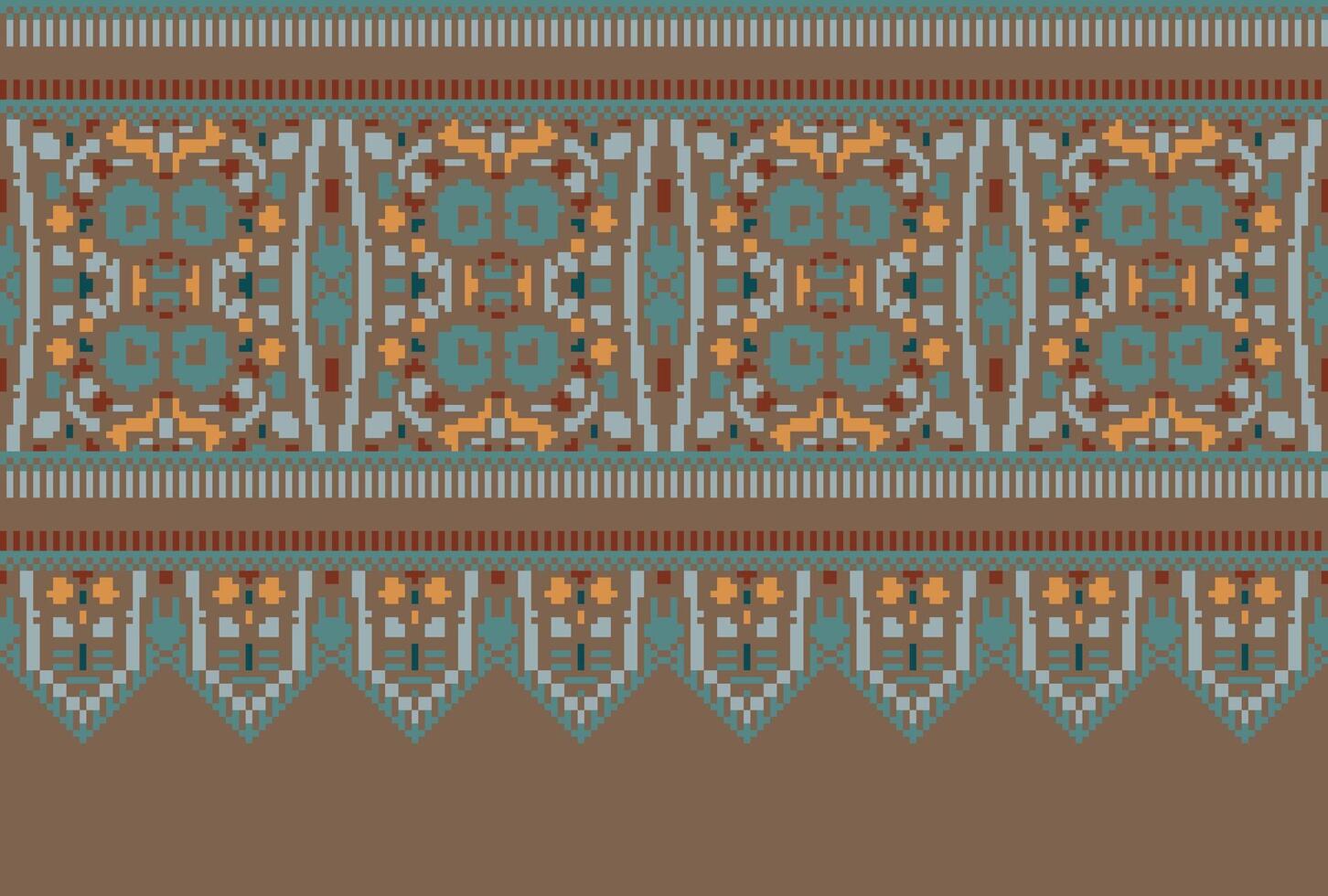 pixel attraversare punto tradizionale etnico modello paisley fiore ikat sfondo astratto azteco africano indonesiano indiano senza soluzione di continuità modello per tessuto Stampa stoffa vestito tappeto le tende e sarong vettore