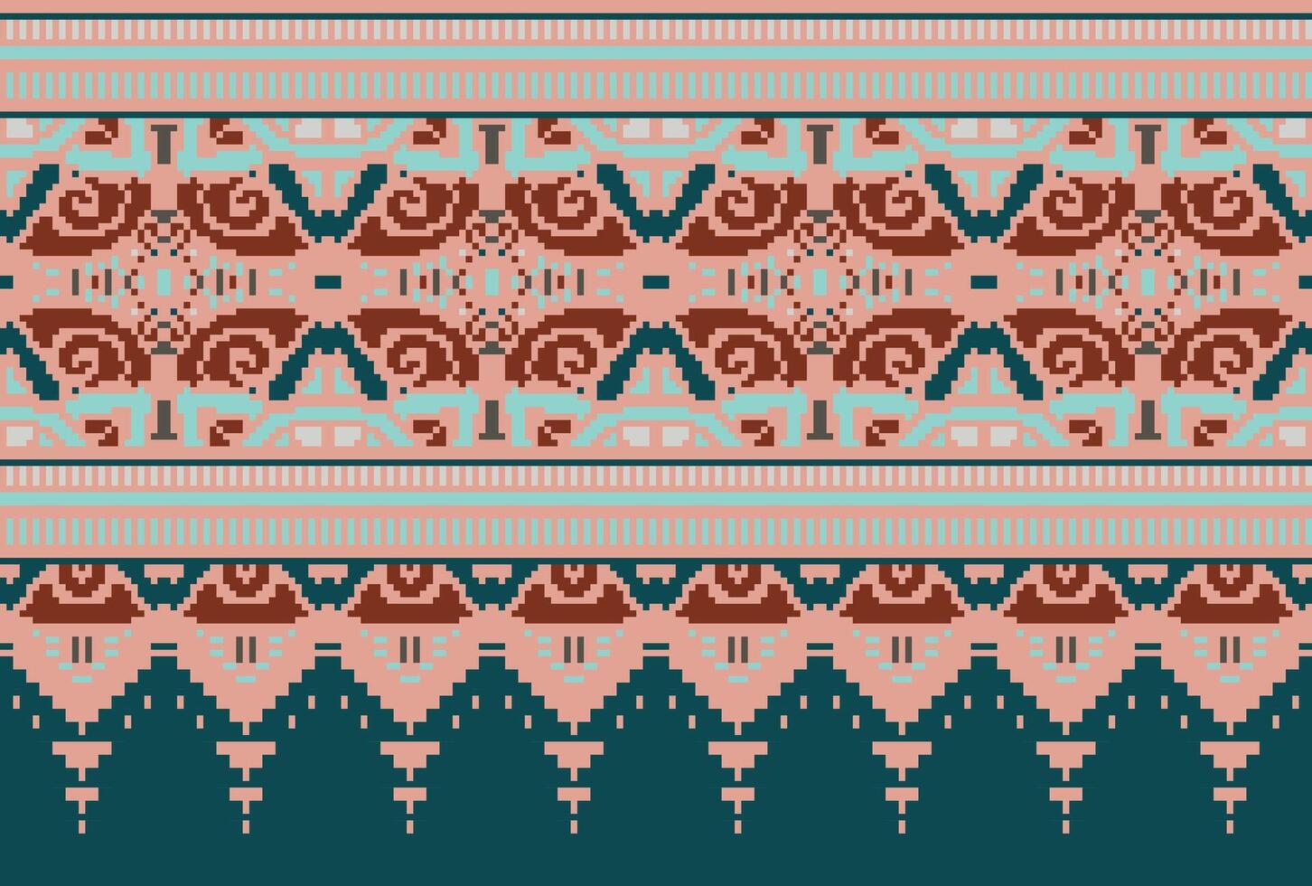 pixel attraversare punto tradizionale etnico modello paisley fiore ikat sfondo astratto azteco africano indonesiano indiano senza soluzione di continuità modello per tessuto Stampa stoffa vestito tappeto le tende e sarong vettore