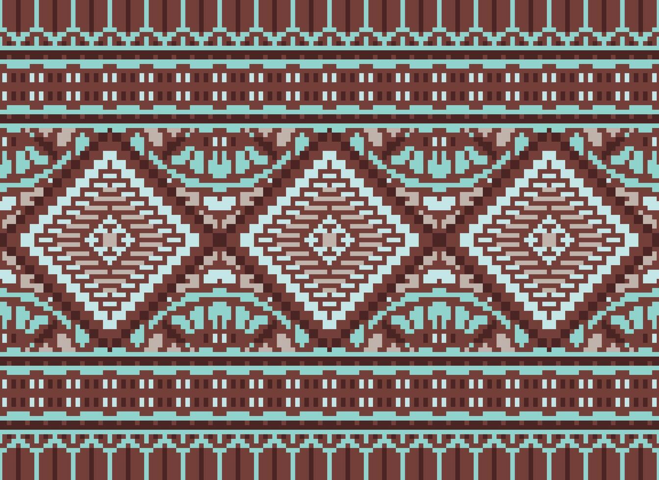 pixel attraversare punto tradizionale etnico modello paisley fiore ikat sfondo astratto azteco africano indonesiano indiano senza soluzione di continuità modello per tessuto Stampa stoffa vestito tappeto le tende e sarong vettore