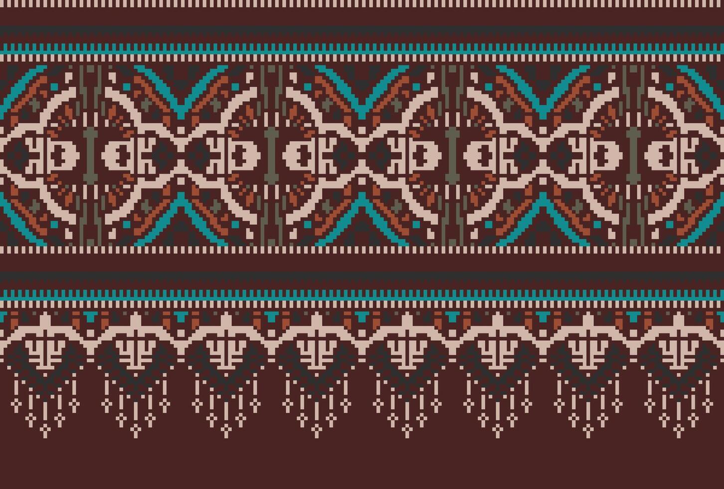 pixel attraversare punto tradizionale etnico modello paisley fiore ikat sfondo astratto azteco africano indonesiano indiano senza soluzione di continuità modello per tessuto Stampa stoffa vestito tappeto le tende e sarong vettore