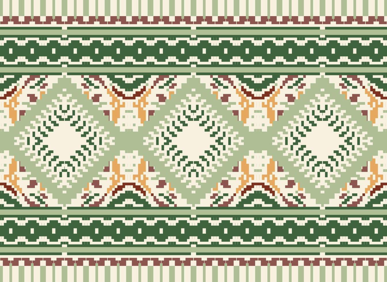 pixel attraversare punto tradizionale etnico modello paisley fiore ikat sfondo astratto azteco africano indonesiano indiano senza soluzione di continuità modello per tessuto Stampa stoffa vestito tappeto le tende e sarong vettore