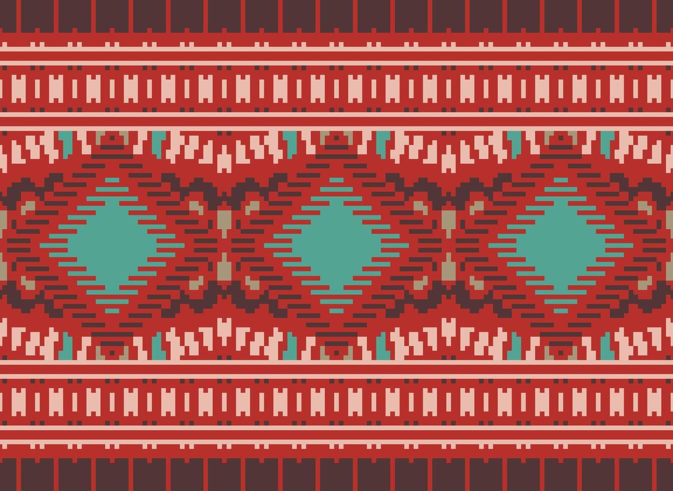 pixel attraversare punto tradizionale etnico modello paisley fiore ikat sfondo astratto azteco africano indonesiano indiano senza soluzione di continuità modello per tessuto Stampa stoffa vestito tappeto le tende e sarong vettore