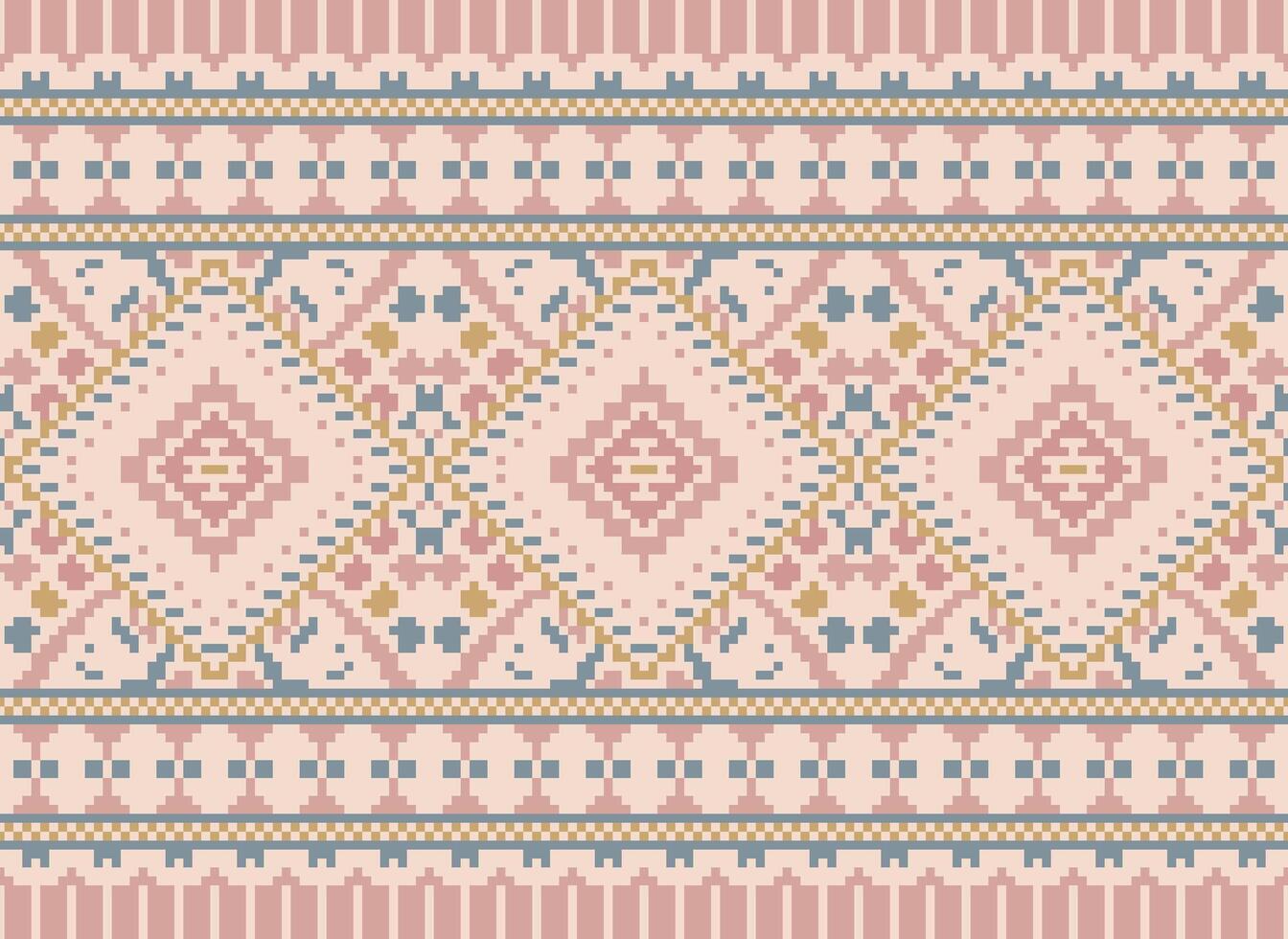 pixel attraversare punto tradizionale etnico modello paisley fiore ikat sfondo astratto azteco africano indonesiano indiano senza soluzione di continuità modello per tessuto Stampa stoffa vestito tappeto le tende e sarong vettore