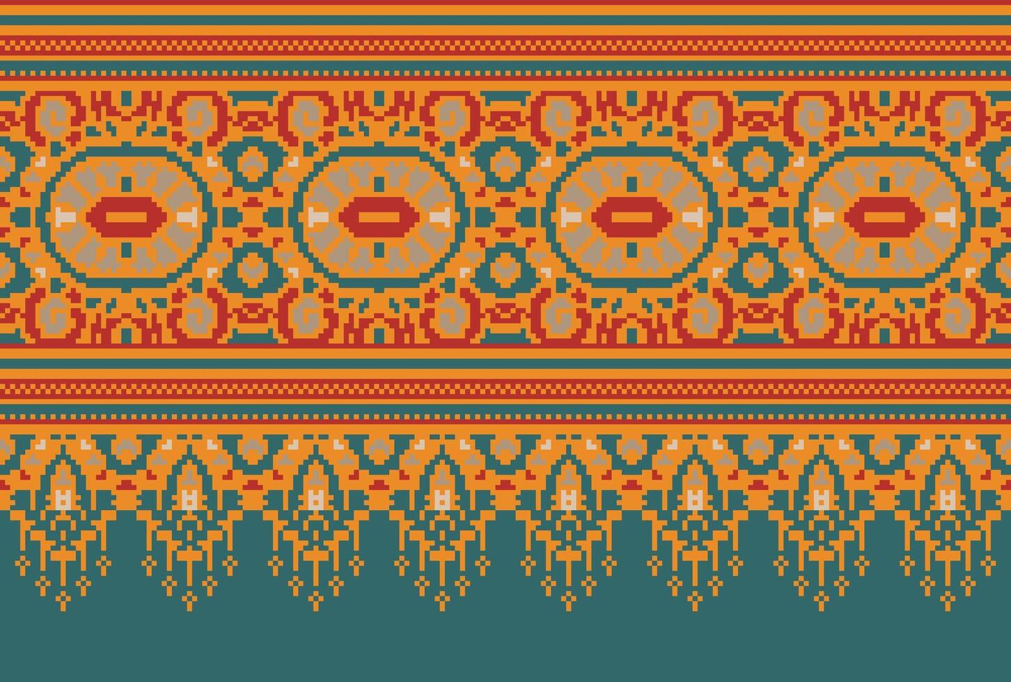 pixel attraversare punto tradizionale etnico modello paisley fiore ikat sfondo astratto azteco africano indonesiano indiano senza soluzione di continuità modello per tessuto Stampa stoffa vestito tappeto le tende e sarong vettore