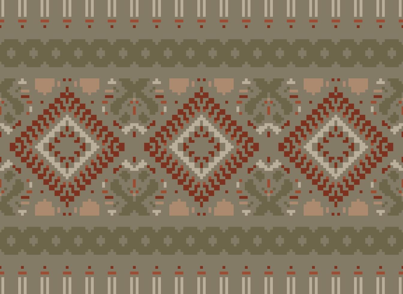 pixel attraversare punto tradizionale etnico modello paisley fiore ikat sfondo astratto azteco africano indonesiano indiano senza soluzione di continuità modello per tessuto Stampa stoffa vestito tappeto le tende e sarong vettore