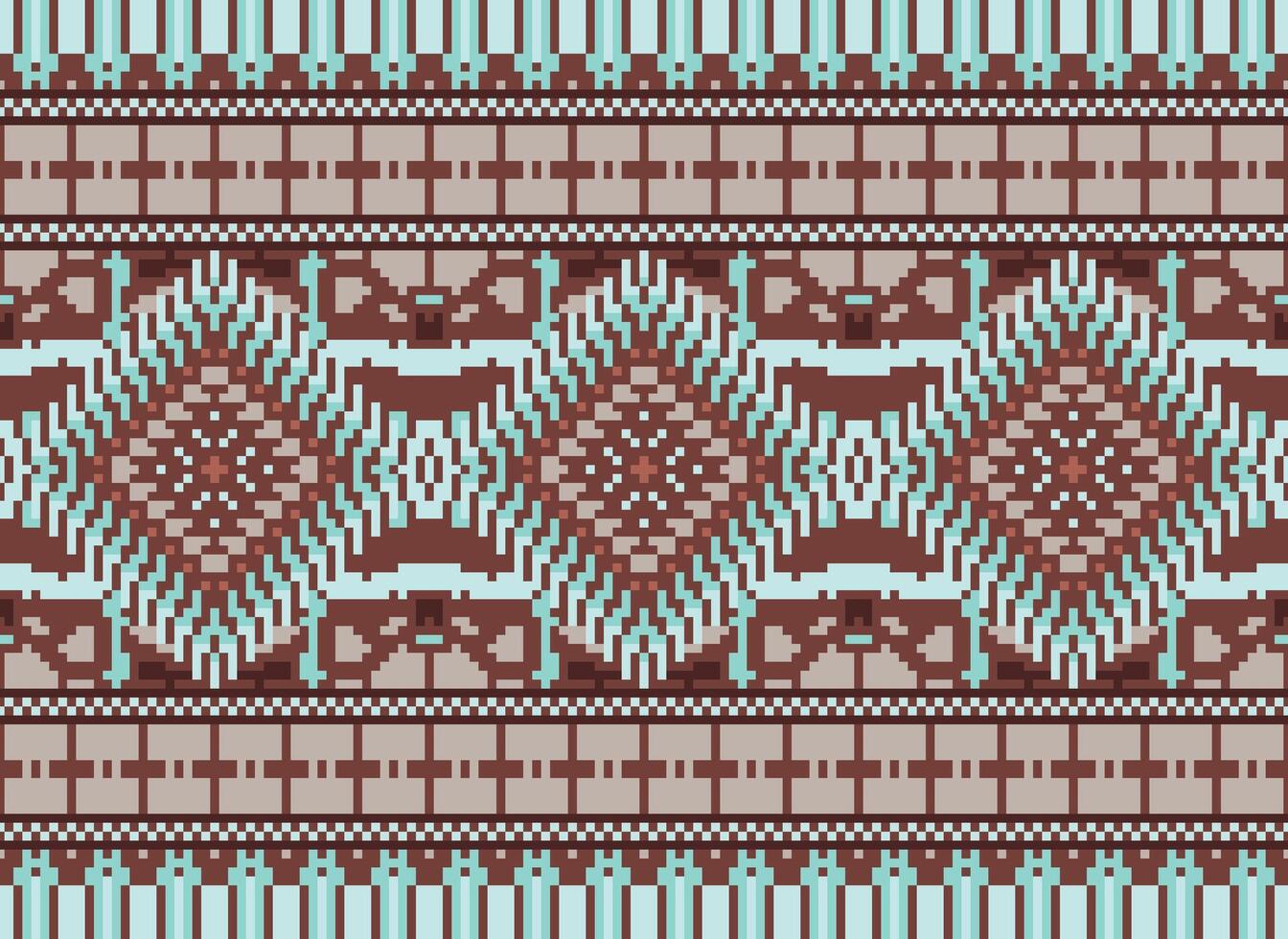 pixel attraversare punto tradizionale etnico modello paisley fiore ikat sfondo astratto azteco africano indonesiano indiano senza soluzione di continuità modello per tessuto Stampa stoffa vestito tappeto le tende e sarong vettore