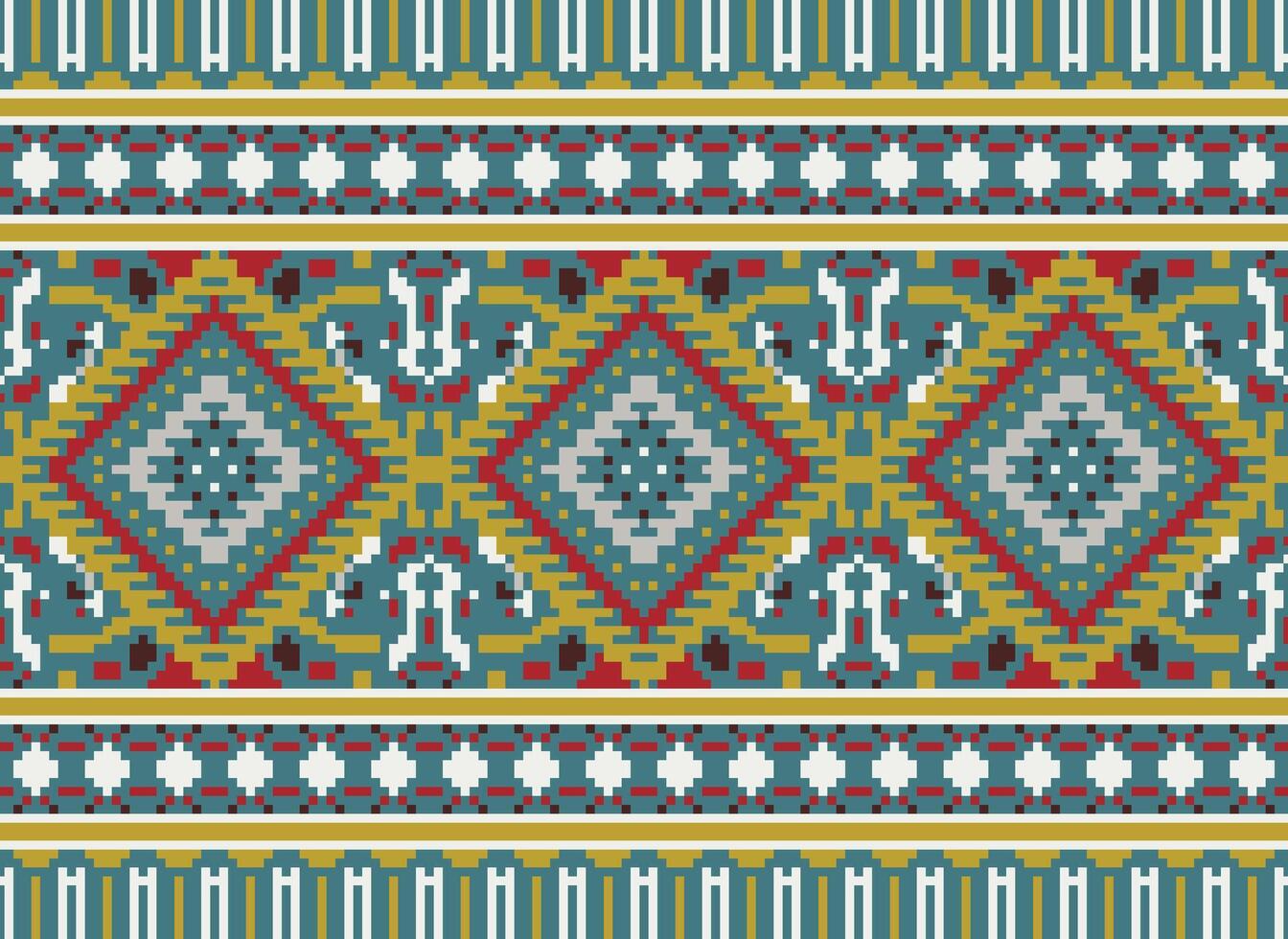 pixel attraversare punto tradizionale etnico modello paisley fiore ikat sfondo astratto azteco africano indonesiano indiano senza soluzione di continuità modello per tessuto Stampa stoffa vestito tappeto le tende e sarong vettore