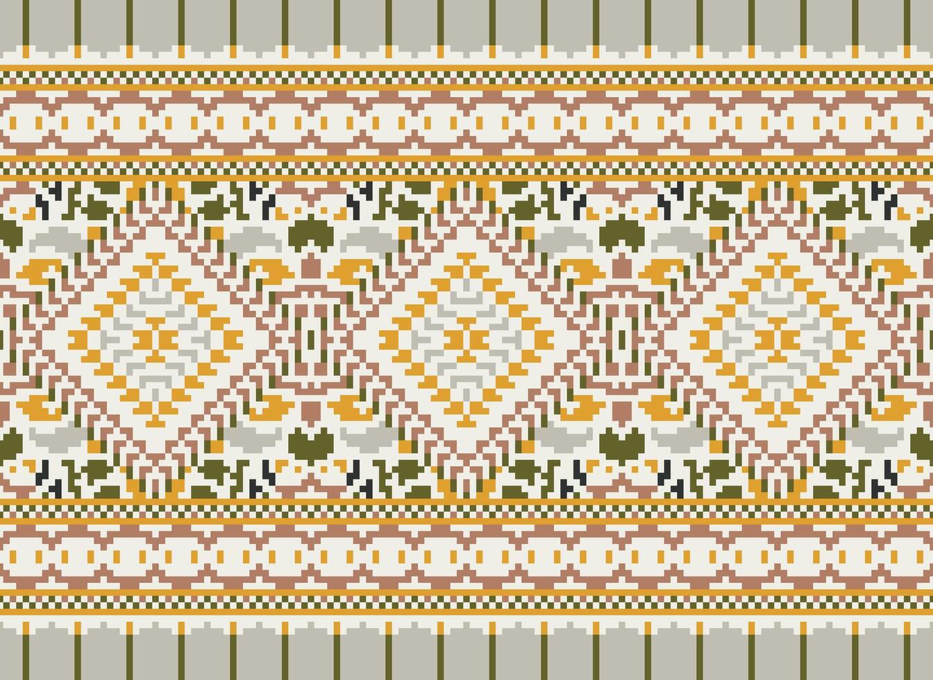 pixel attraversare punto tradizionale etnico modello paisley fiore ikat sfondo astratto azteco africano indonesiano indiano senza soluzione di continuità modello per tessuto Stampa stoffa vestito tappeto le tende e sarong vettore