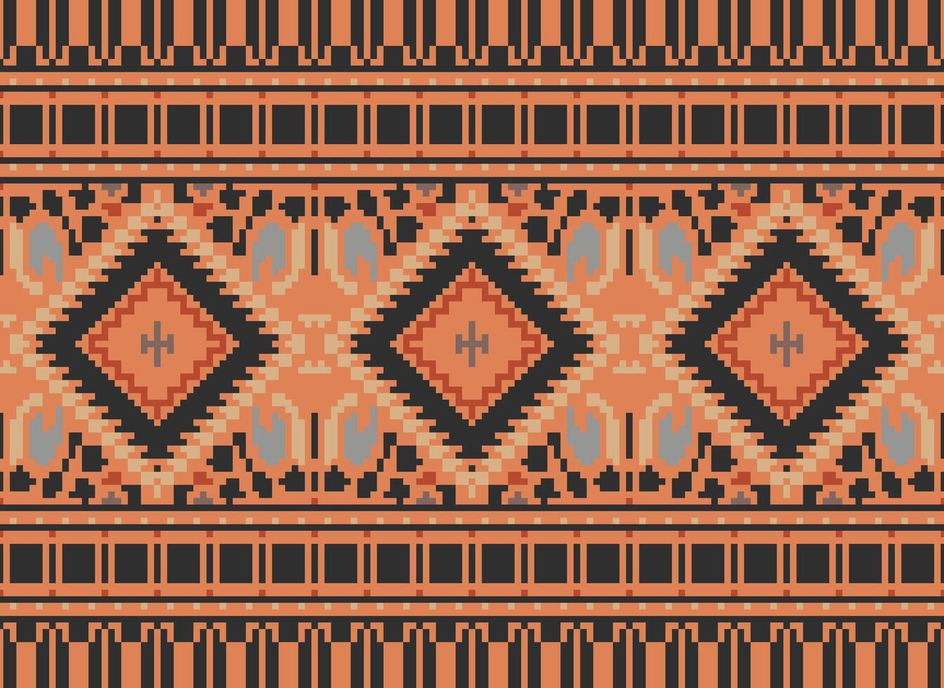 pixel attraversare punto tradizionale etnico modello paisley fiore ikat sfondo astratto azteco africano indonesiano indiano senza soluzione di continuità modello per tessuto Stampa stoffa vestito tappeto le tende e sarong vettore