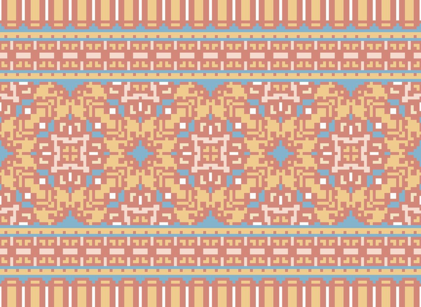 pixel attraversare punto tradizionale etnico modello paisley fiore ikat sfondo astratto azteco africano indonesiano indiano senza soluzione di continuità modello per tessuto Stampa stoffa vestito tappeto le tende e sarong vettore