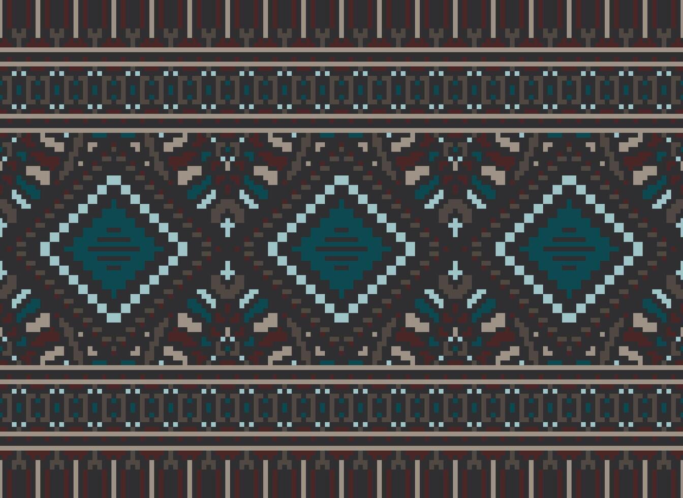 pixel attraversare punto tradizionale etnico modello paisley fiore ikat sfondo astratto azteco africano indonesiano indiano senza soluzione di continuità modello per tessuto Stampa stoffa vestito tappeto le tende e sarong vettore