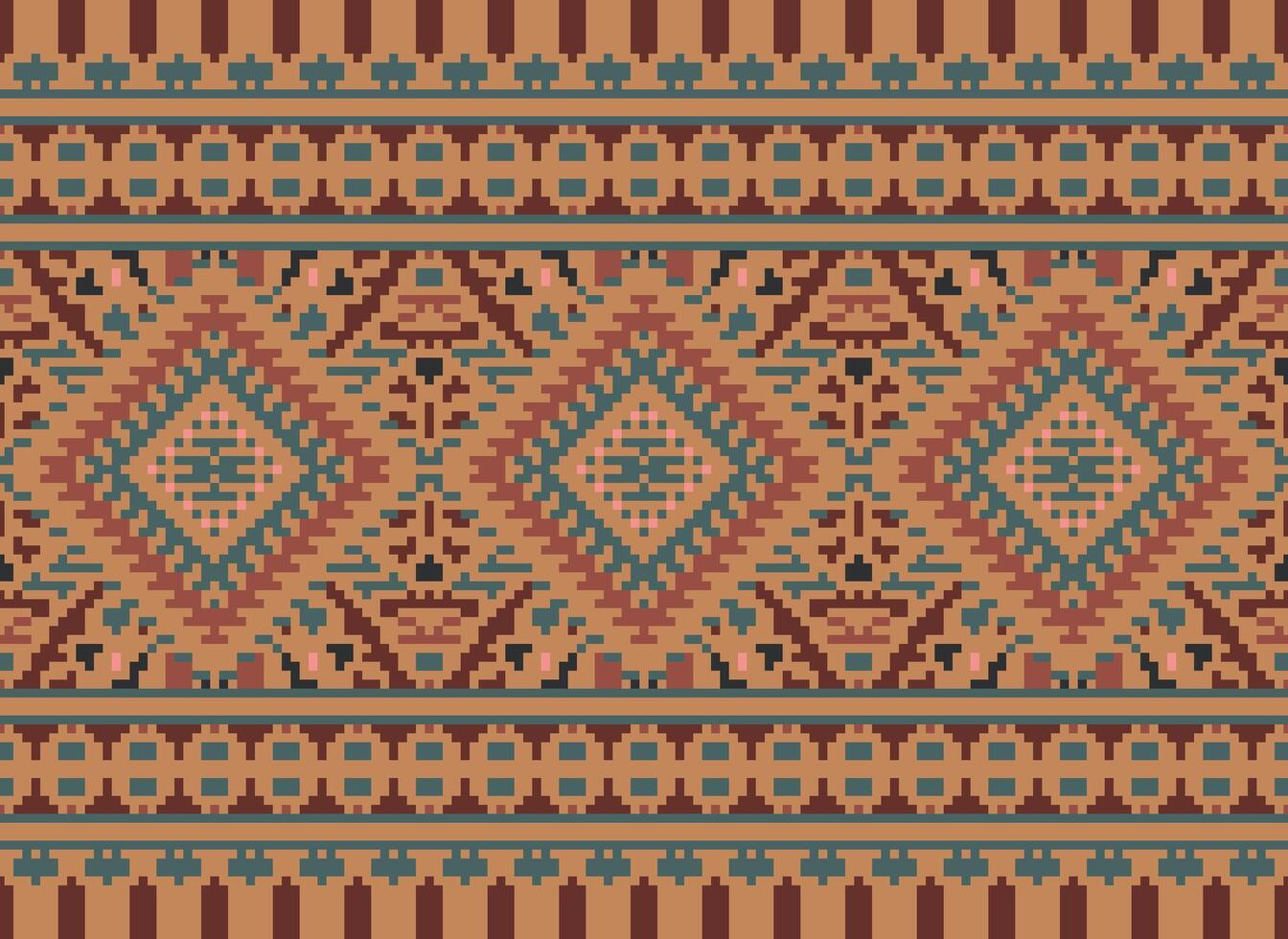 pixel attraversare punto tradizionale etnico modello paisley fiore ikat sfondo astratto azteco africano indonesiano indiano senza soluzione di continuità modello per tessuto Stampa stoffa vestito tappeto le tende e sarong vettore