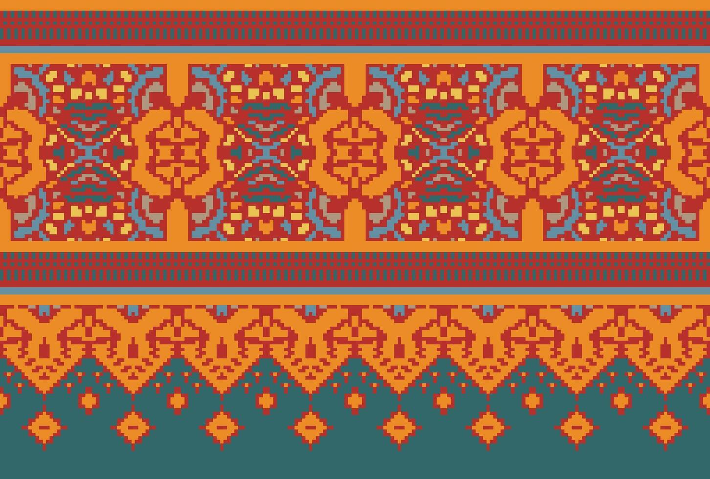 pixel attraversare punto tradizionale etnico modello paisley fiore ikat sfondo astratto azteco africano indonesiano indiano senza soluzione di continuità modello per tessuto Stampa stoffa vestito tappeto le tende e sarong vettore