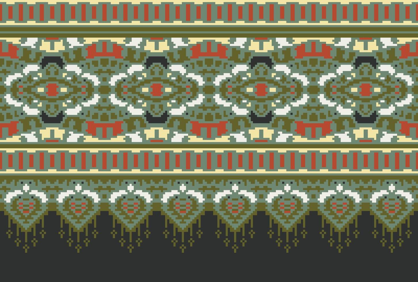 pixel attraversare punto tradizionale etnico modello paisley fiore ikat sfondo astratto azteco africano indonesiano indiano senza soluzione di continuità modello per tessuto Stampa stoffa vestito tappeto le tende e sarong vettore