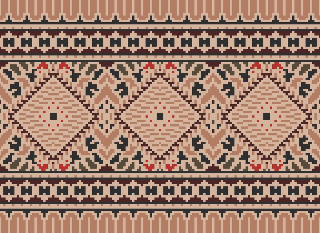 pixel attraversare punto tradizionale etnico modello paisley fiore ikat sfondo astratto azteco africano indonesiano indiano senza soluzione di continuità modello per tessuto Stampa stoffa vestito tappeto le tende e sarong vettore