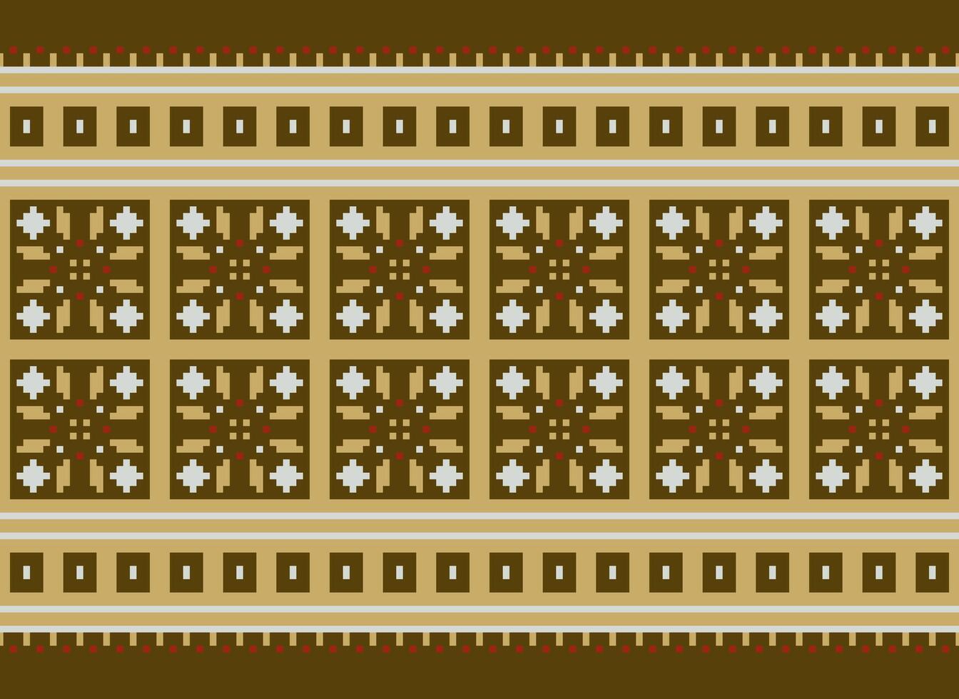 pixel attraversare punto modello con floreale disegni. tradizionale attraversare punto ricamo. geometrico etnico modello, ricamo, tessile ornamento, tessuto, mano cucito modello, culturale Cucitura vettore