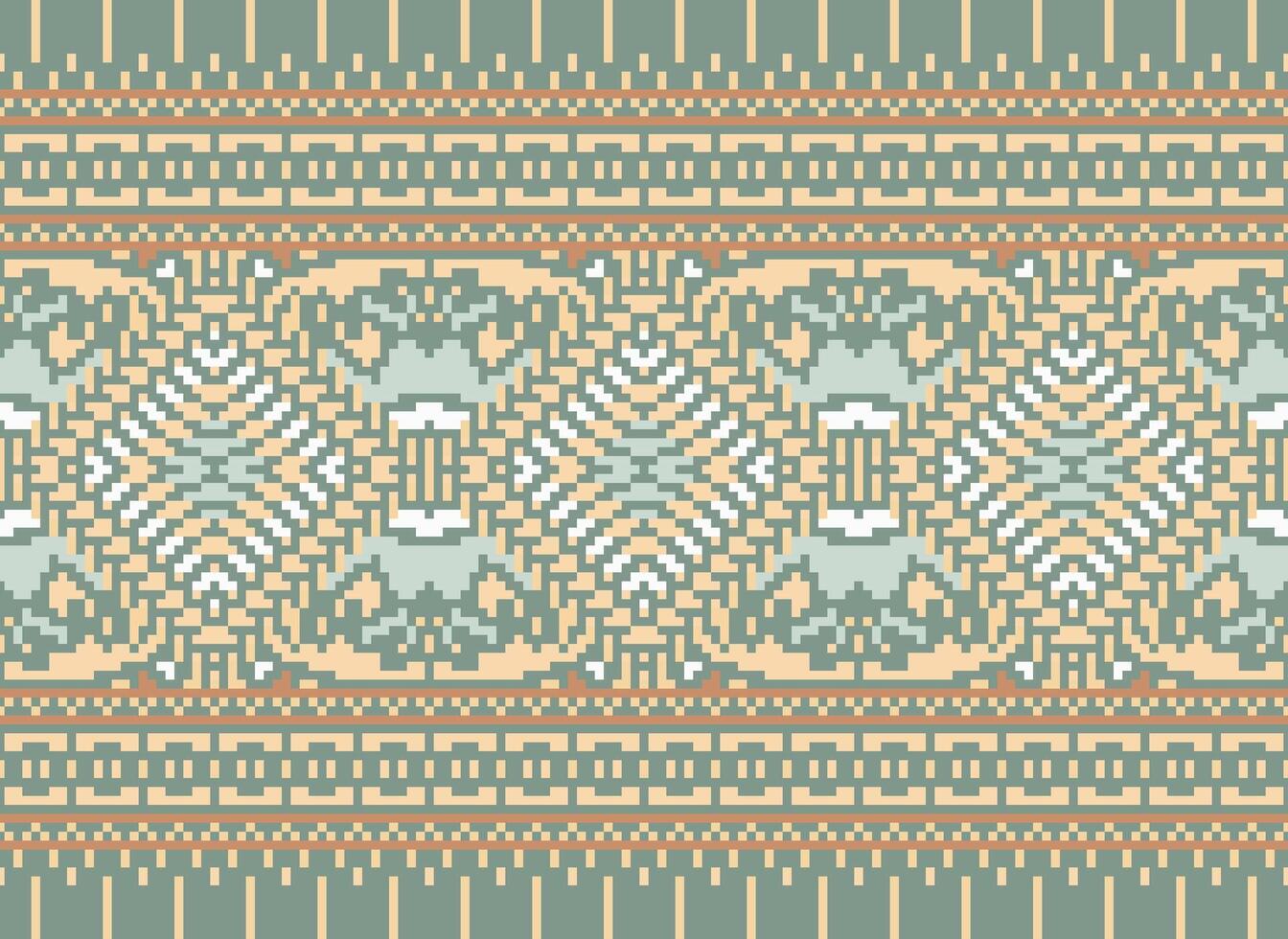 pixel attraversare punto tradizionale etnico modello paisley fiore ikat sfondo astratto azteco africano indonesiano indiano senza soluzione di continuità modello per tessuto Stampa stoffa vestito tappeto le tende e sarong vettore