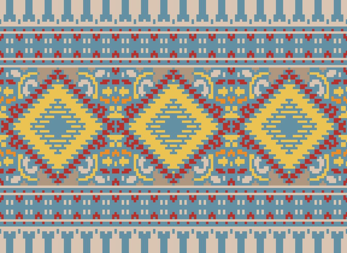 pixel attraversare punto tradizionale etnico modello paisley fiore ikat sfondo astratto azteco africano indonesiano indiano senza soluzione di continuità modello per tessuto Stampa stoffa vestito tappeto le tende e sarong vettore