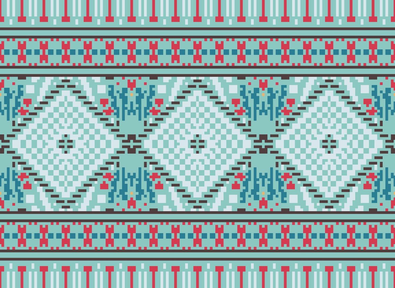 pixel attraversare punto tradizionale etnico modello paisley fiore ikat sfondo astratto azteco africano indonesiano indiano senza soluzione di continuità modello per tessuto Stampa stoffa vestito tappeto le tende e sarong vettore