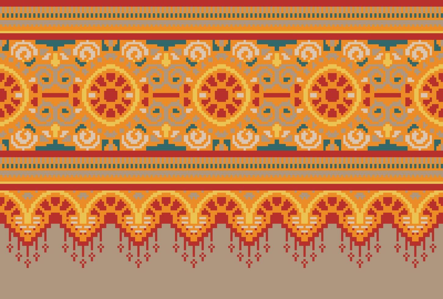 pixel attraversare punto tradizionale etnico modello paisley fiore ikat sfondo astratto azteco africano indonesiano indiano senza soluzione di continuità modello per tessuto Stampa stoffa vestito tappeto le tende e sarong vettore