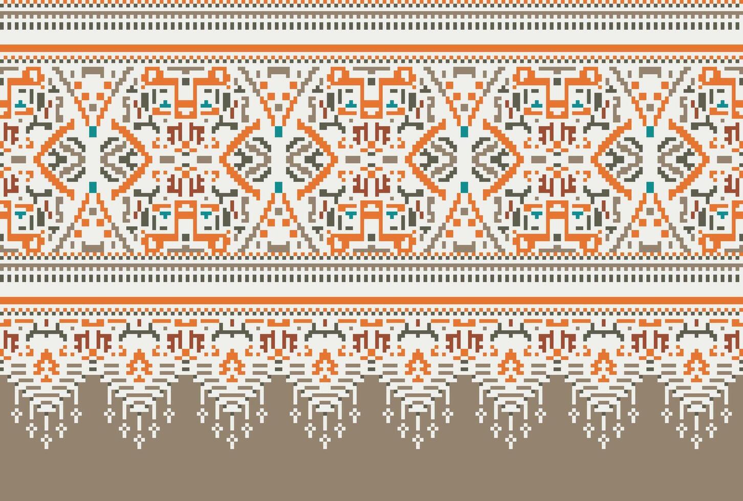 pixel attraversare punto tradizionale etnico modello paisley fiore ikat sfondo astratto azteco africano indonesiano indiano senza soluzione di continuità modello per tessuto Stampa stoffa vestito tappeto le tende e sarong vettore