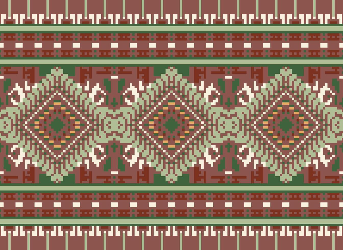 pixel attraversare punto tradizionale etnico modello paisley fiore ikat sfondo astratto azteco africano indonesiano indiano senza soluzione di continuità modello per tessuto Stampa stoffa vestito tappeto le tende e sarong vettore