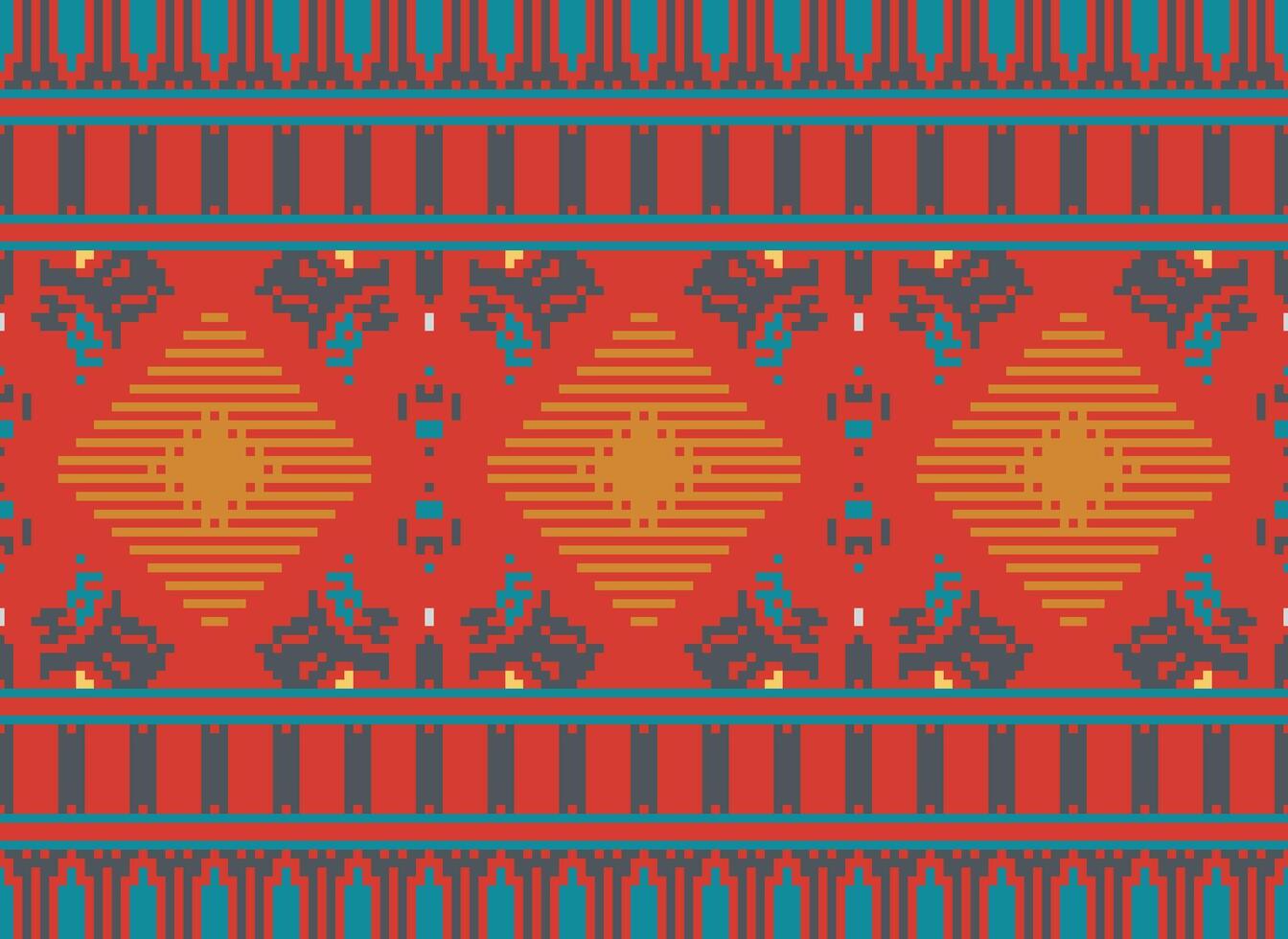 pixel attraversare punto tradizionale etnico modello paisley fiore ikat sfondo astratto azteco africano indonesiano indiano senza soluzione di continuità modello per tessuto Stampa stoffa vestito tappeto le tende e sarong vettore