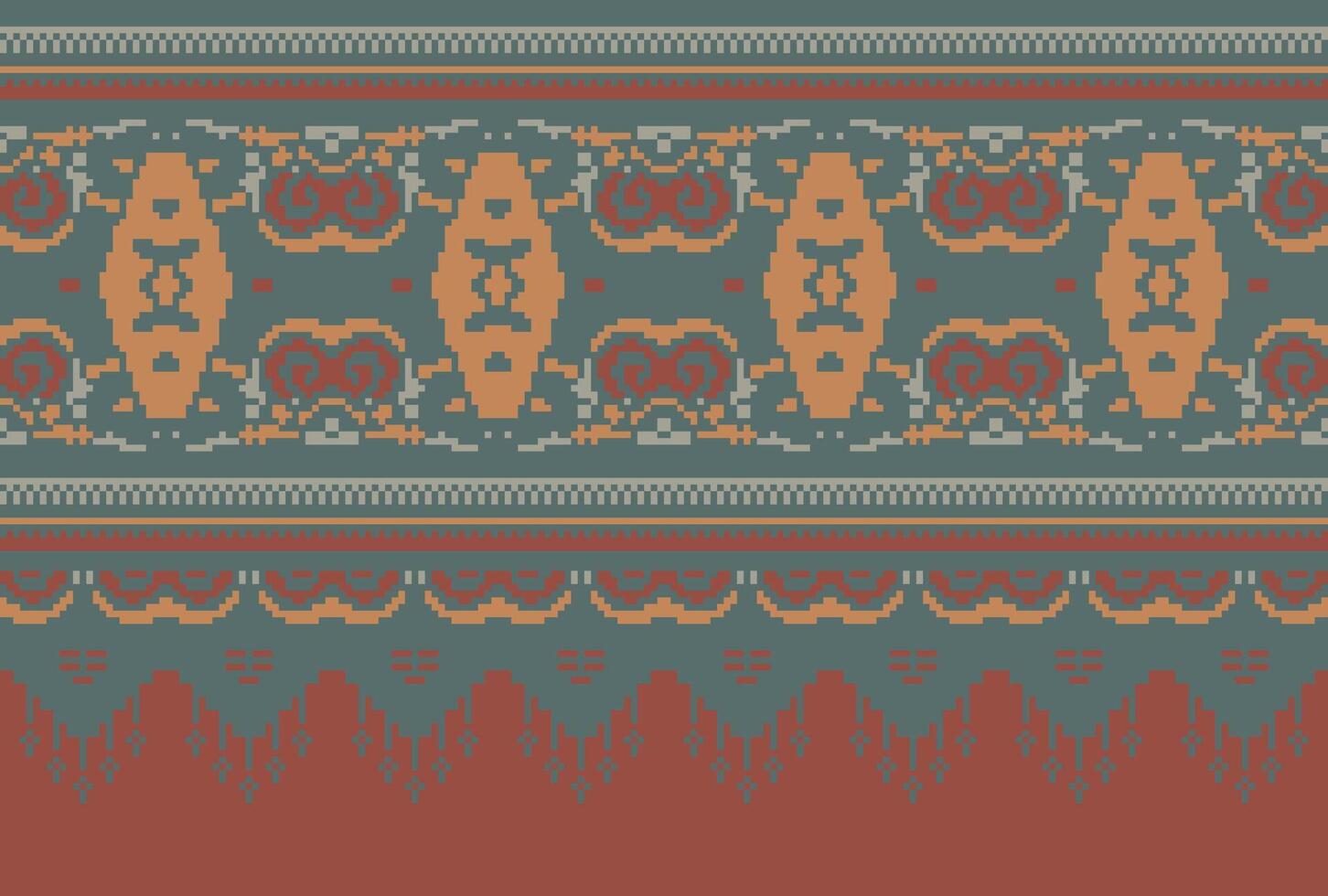 pixel attraversare punto tradizionale etnico modello paisley fiore ikat sfondo astratto azteco africano indonesiano indiano senza soluzione di continuità modello per tessuto Stampa stoffa vestito tappeto le tende e sarong vettore