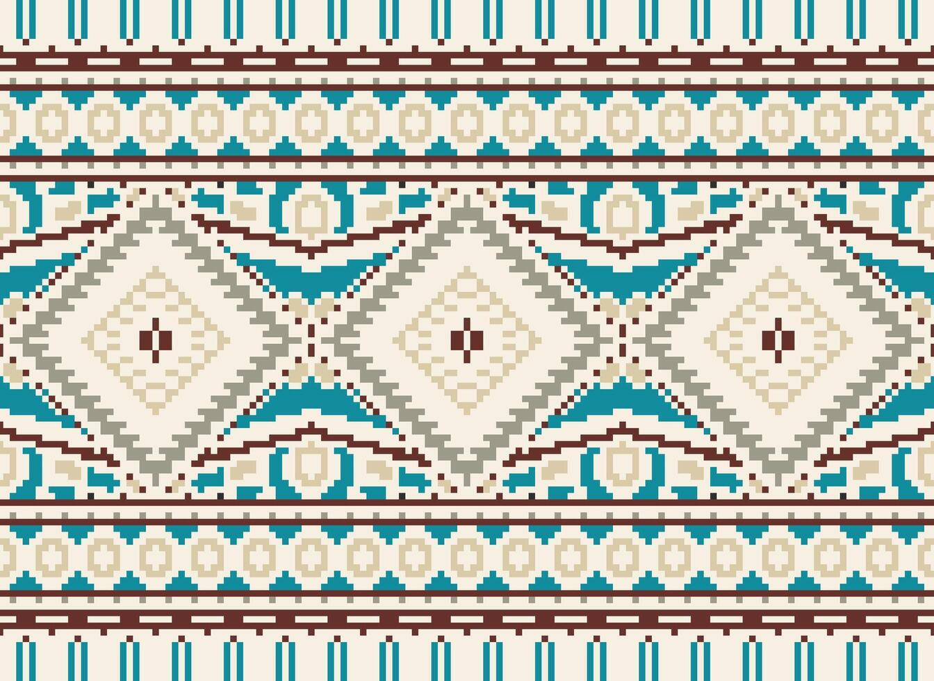 pixel attraversare punto tradizionale etnico modello paisley fiore ikat sfondo astratto azteco africano indonesiano indiano senza soluzione di continuità modello per tessuto Stampa stoffa vestito tappeto le tende e sarong vettore