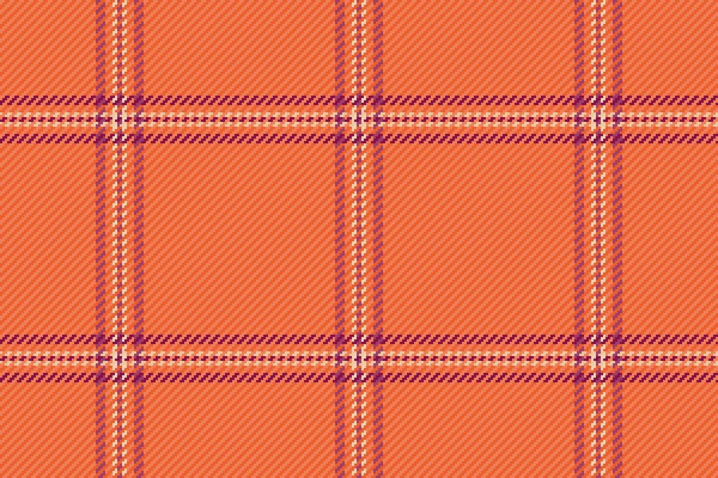 nuovo York plaid tartan struttura, unico dai un'occhiata tessuto sfondo. vuoto tessile senza soluzione di continuità vettore modello nel arancia e rosa colori.