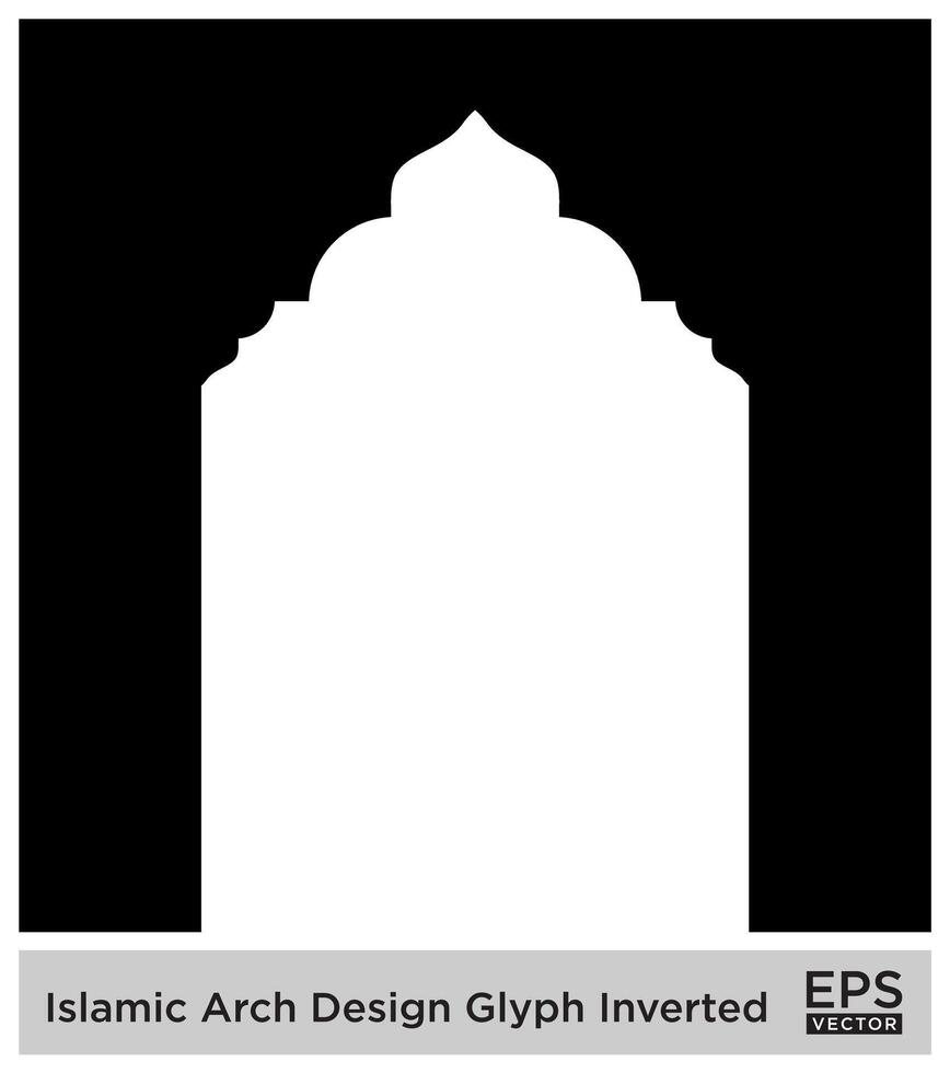 islamico arco design glifo rovesciato nero pieno sagome design pittogramma simbolo visivo illustrazione vettore