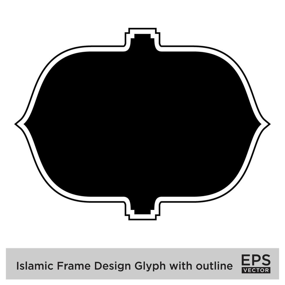 islamico telaio design glifo con schema nero pieno sagome design pittogramma simbolo visivo illustrazione vettore