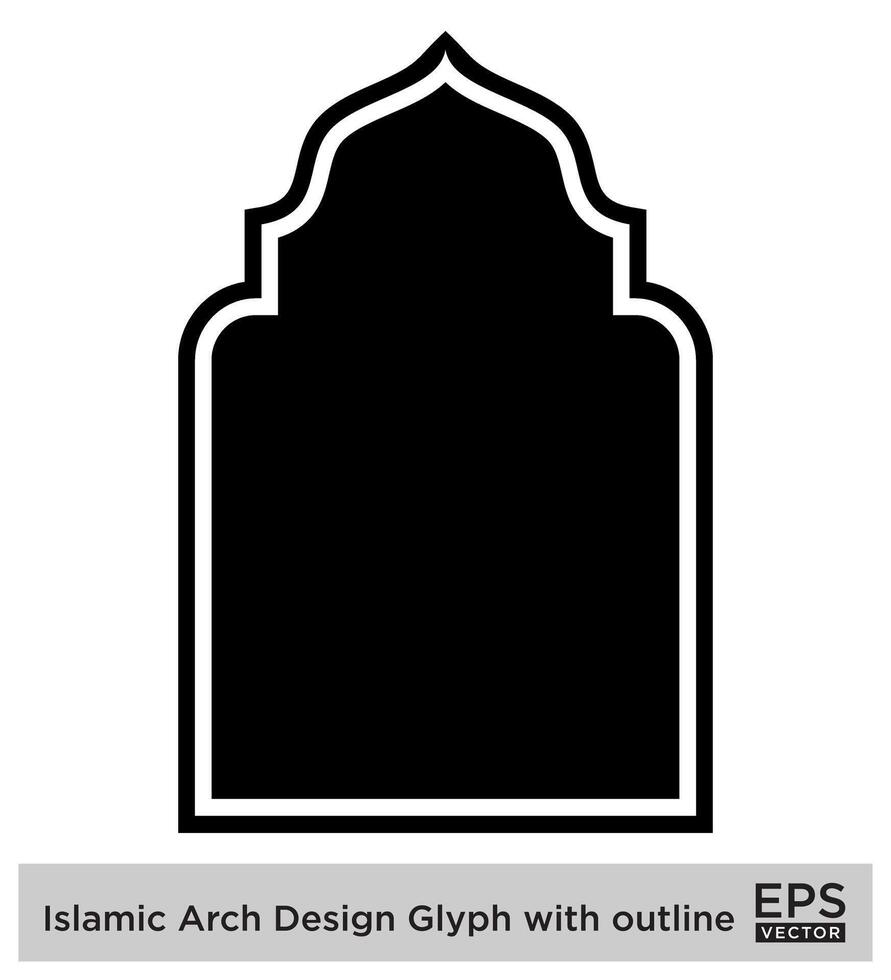 islamico arco design glifo con schema nero pieno sagome design pittogramma simbolo visivo illustrazione vettore