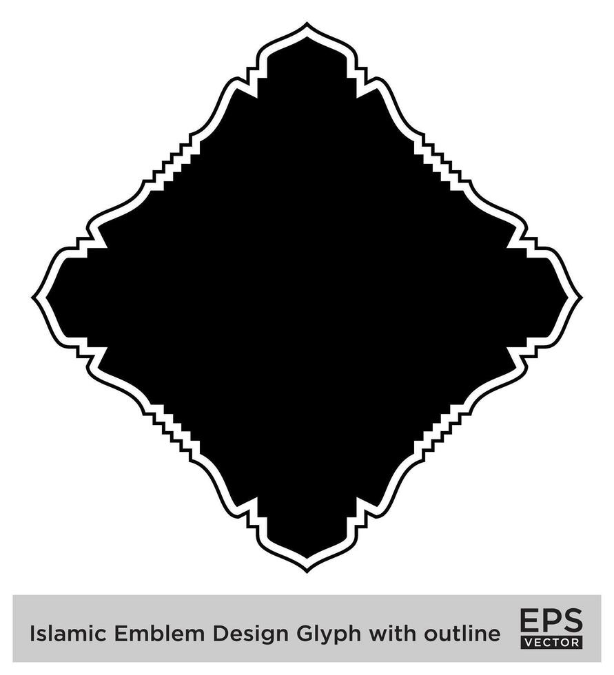 islamico emblema design glifo con schema nero pieno sagome design pittogramma simbolo visivo illustrazione vettore