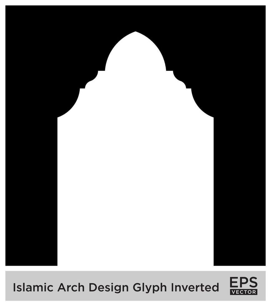 islamico arco design glifo rovesciato nero pieno sagome design pittogramma simbolo visivo illustrazione vettore