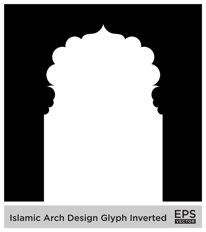 islamico arco design glifo rovesciato nero pieno sagome design pittogramma simbolo visivo illustrazione vettore