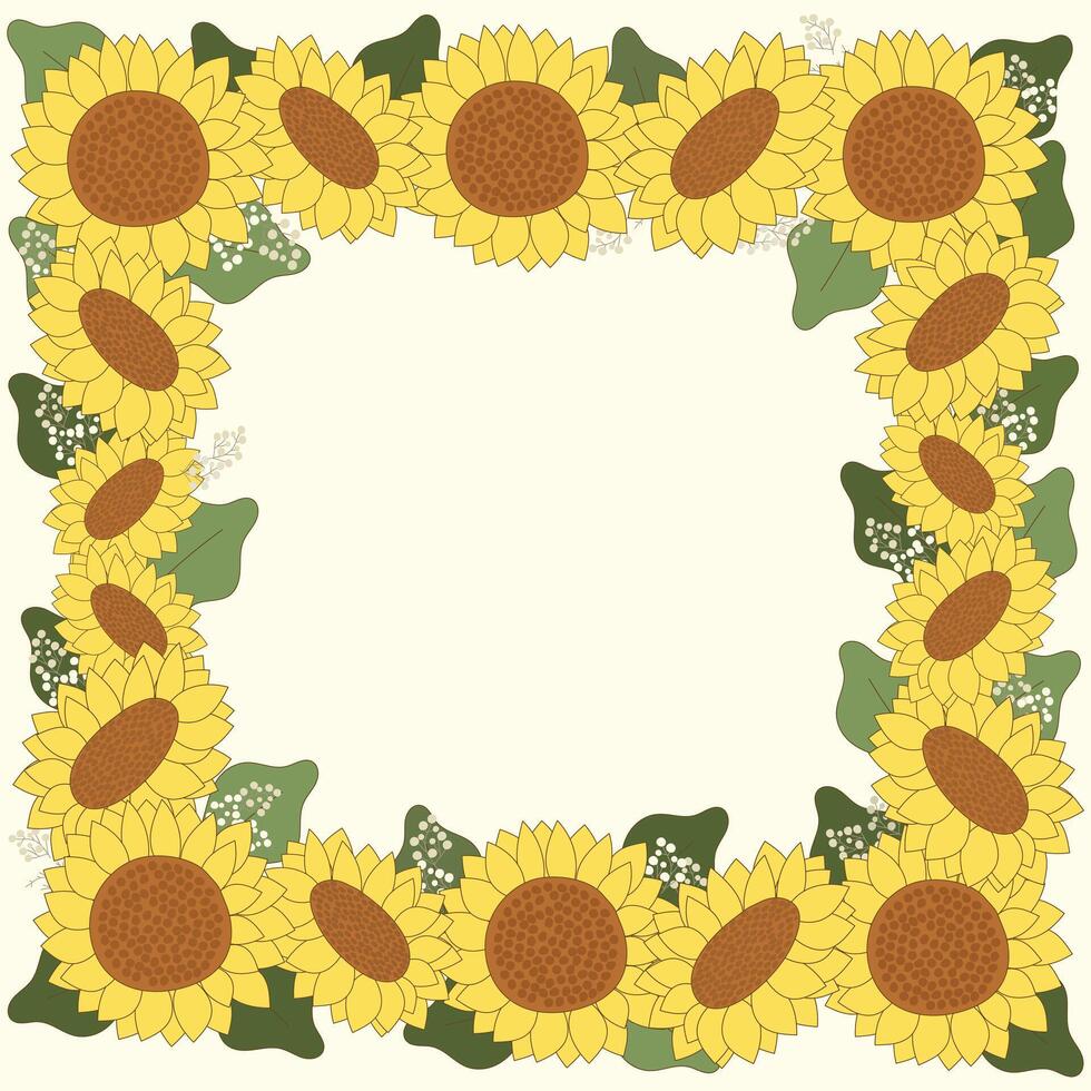 girasoli telaio confine clipart mano disegnato vettore illustrazione per decorare invito saluto compleanno festa celebrazione nozze carta manifesto bandiera tessile sfondo sfondo