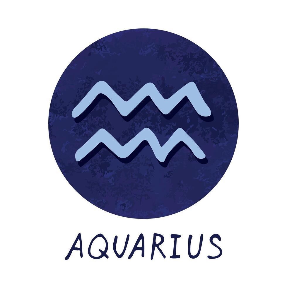 mano disegnato Acquario zodiaco cartello nel blu il giro telaio astrologia scarabocchio clipart elemento per design vettore