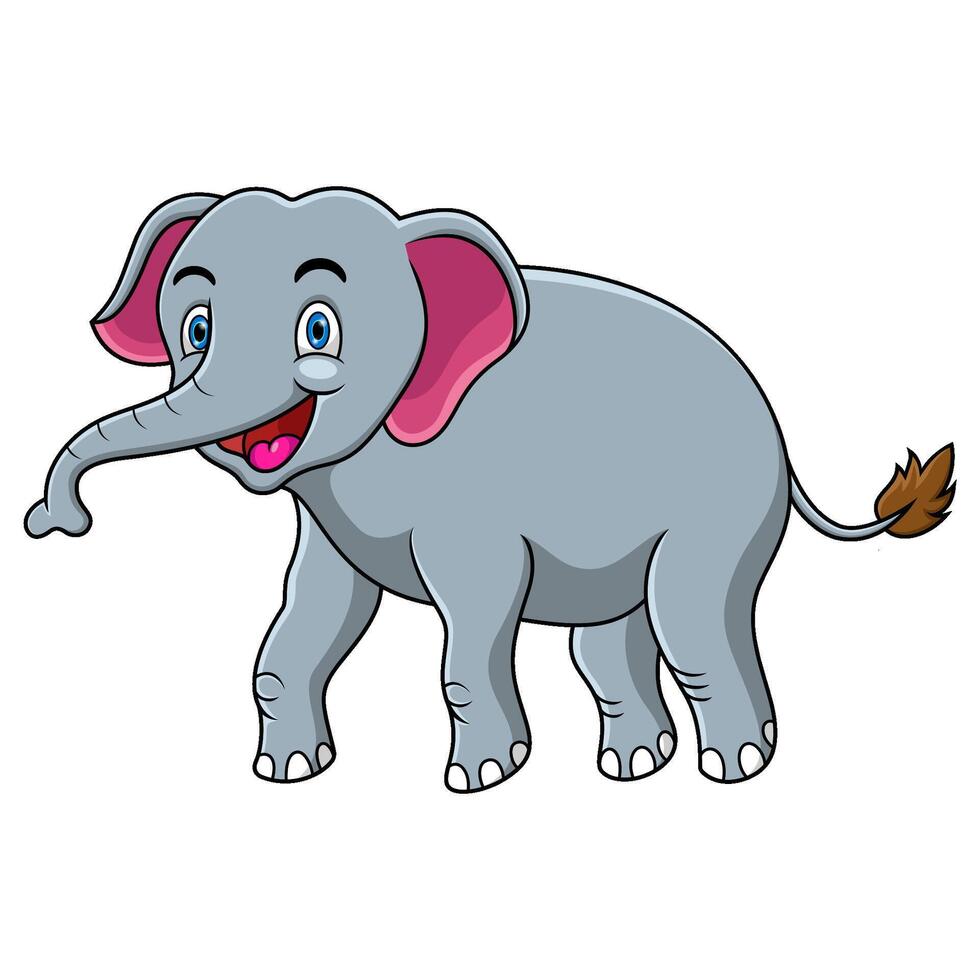 contento carino elefante cartone animato isolato su bianca sfondo vettore