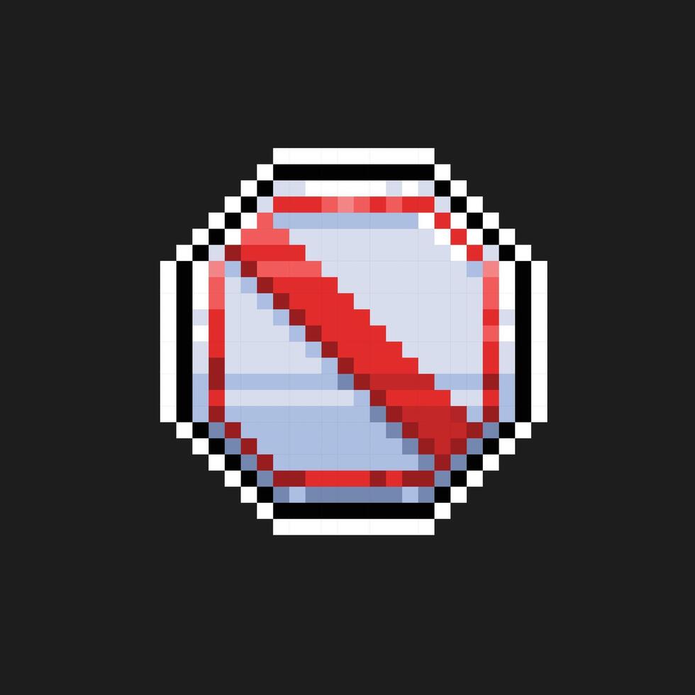 Proibito Ottagono tavola cartello nel pixel arte stile vettore
