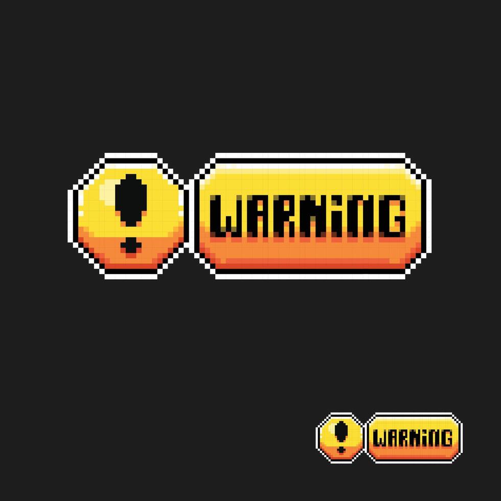 giallo avvertimento cartello nel pixel arte stile vettore