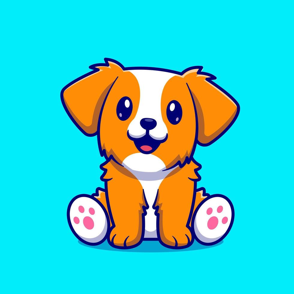 carino cane seduta cartone animato vettore icona illustrazione. animale natura icona concetto isolato premio vettore. piatto cartone animato stile
