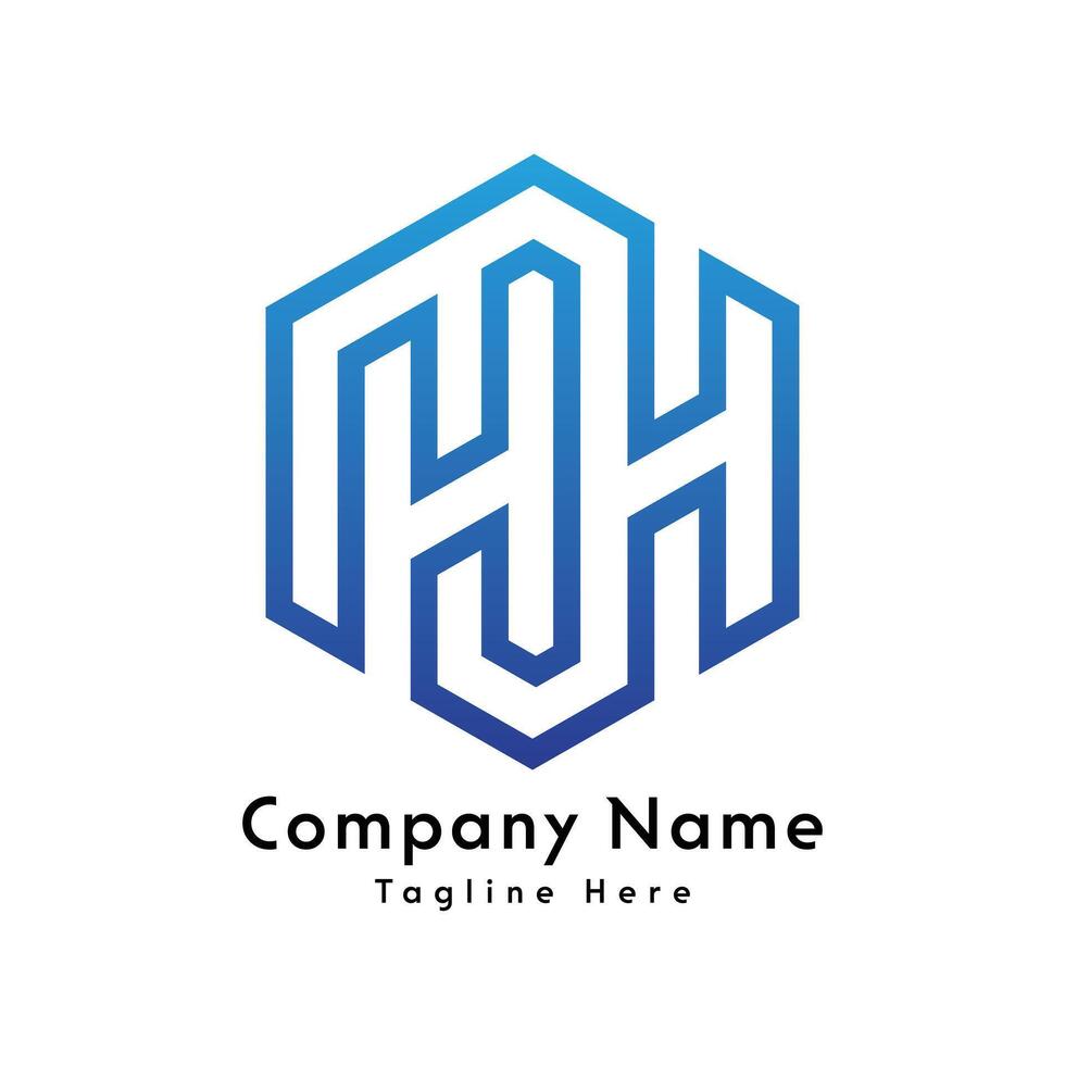hh lettera poligono forma logo design icona vettore