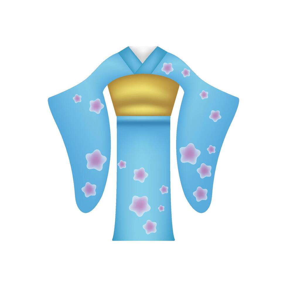 tradizionale Cinese costume simbolo su bianca sfondo. femmina costume vettore icona design. blu e oro Cinese vestito con rosa fiori.
