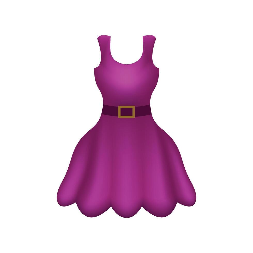 bellissimo viola festa vestito vettore cartello emoji. viola elegante sera vestito isolato su bianca sfondo. bellissimo corto vestito vettore illustrazione