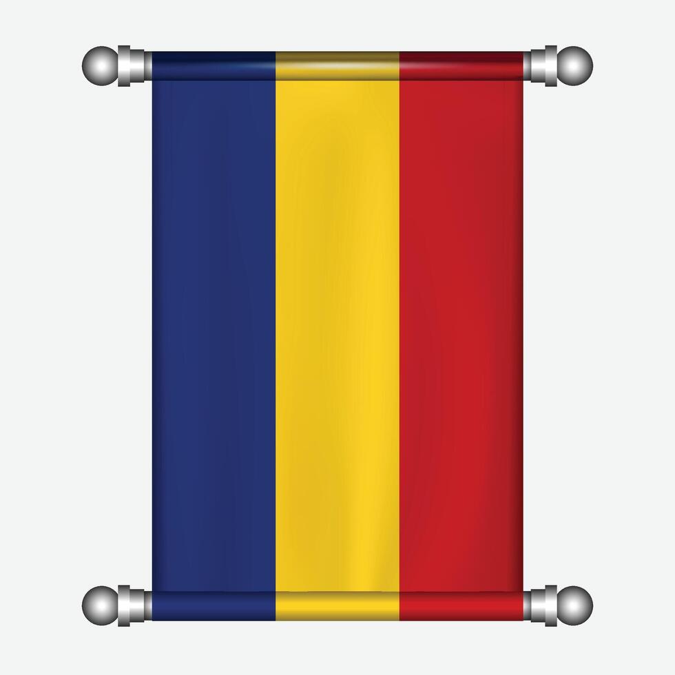 realistico sospeso bandiera di Romania bandierina vettore