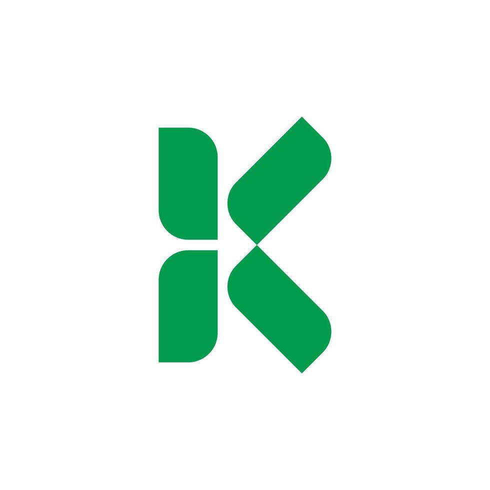 K lettera logo con verde colore vettore