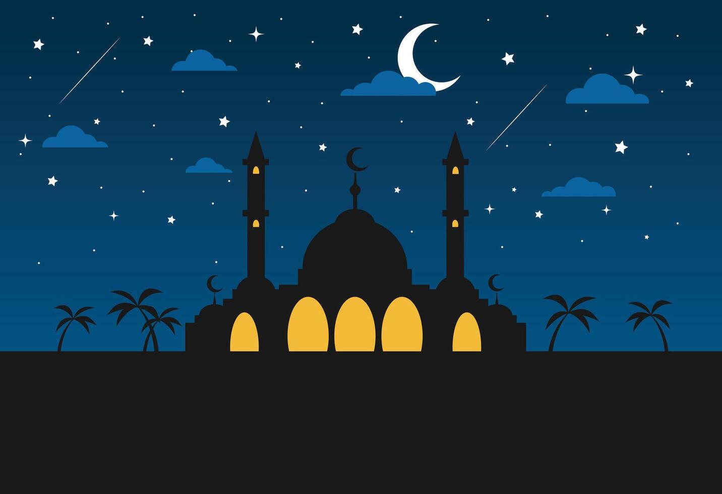 Ramadan kareem sfondo silhouette. islamico sfondo vettore