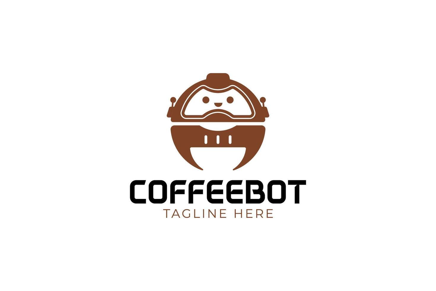 robot caffè logo identità e moderno coffe macchina logo concetto per bar e cibo bevanda vettore