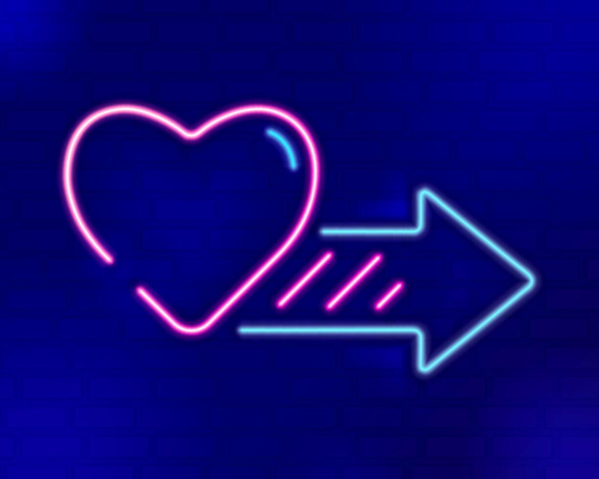 amore leggero linea neon con brillante Il prossimo freccia cartello per diretto per posizioni come come alberghi, cena ristoranti, barre. progettato per manifesto, promozione, opuscolo, volantino. vettore illustrazione